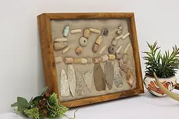 Collection of Antique Indigenous Artifacts in Oak Case #44772