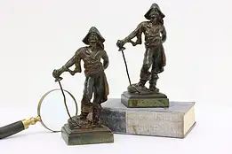 Pair of Antique Bronze Pirate Captain Bookends, Herzel #54052
