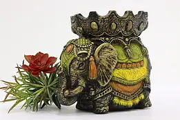Hand Painted Elephant Sculpture Vintage Candy or Key Dish #54118
