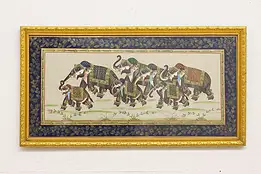 Indian Elephant Parade Vintage Original Silk Painting 35" #54168