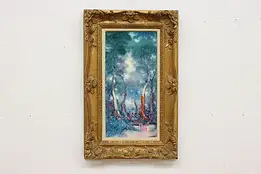 Forest Gathering Vintage Original Oil Painting Sideris 33" #54284