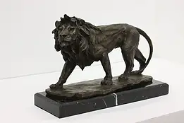 Bronze King of the Jungle Vintage Lion Sculpture on Marble #54187