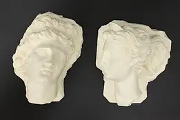 Neoclassical Vintage Resin Wall Hanging Man & Woman Busts #53085