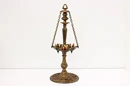 Gothic Vintage Cast Iron Candelabra on Chains, Floral #50763