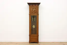 Craftsman Antique Oak Tall Case Grandfather Clock, Colonial #52020