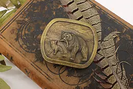 Bears & Mountain Scene Vintage Brass Belt Buckle, Indiana #54564
