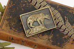 Bronze Vintage Perched Cougar Belt Buckle, Rams Horn #54567