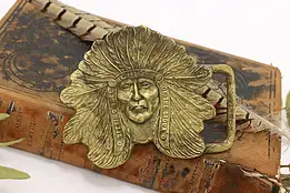 Chief Sitting Bull Vintage Cast Brass Belt Buckle #54558