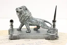 Art Deco Roaring Lion Vintage Double Pen Holder #54109