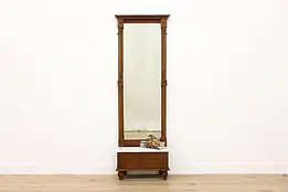 Victorian Antique Carved Walnut Hall Pier Mirror Marble Base #53644