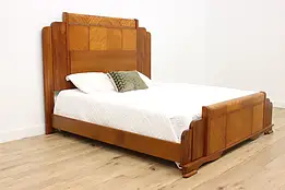Art Deco Vintage Mahogany Waterfall King Size Bed, Joerns #53310