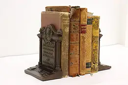 Pair of Antique Ralph Waldo Emerson Quote Iron Bookends B&H #54312