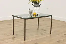 Industrial Vintage Iron & Glass Patio or Porch Coffee Table #54531