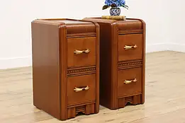 Pair of Art Deco Vintage Waterfall Nightstands or End Tables #54205