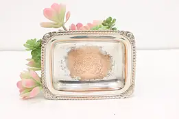 Victorian Antique English Silverplate Card Tray Coat of Arms #52828