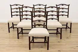 Set of 6 Georgian Design Antique Upholstered Dining Chairs #54549