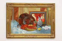 Still Life of Fruit Vintage Original Oil Painting Maeder 44" #54672