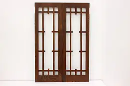 Pair Arts & Crafts Mission Oak Antique Salvage Window Doors #54093