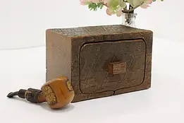 Farmhouse Vintage Rustic Oak Jewelry or Keepsake Box, Signed #54049