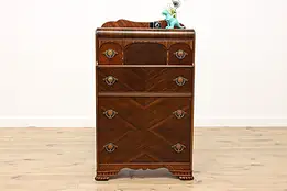 Art Deco Vintage Walnut Waterfall Dresser or Chest Bakelite #54204