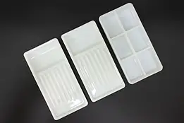 Set of 3 Antique Milk Glass Dental Artist Trays, Two Rivers #53471