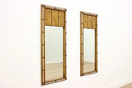 Pair of Midcentury Modern Vintage Faux Burl & Chrome Mirrors #54830