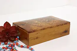 Yew Burl Vintage Abalone Inlay Jewelry or Trinket Box #54734