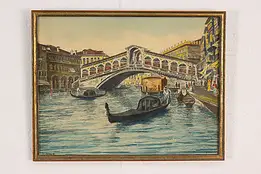 Rialto Bridge Venice Vintage Original Etching, Sziklay 12" #54875