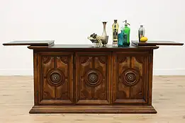 Tudor Vintage Carved Chestnut Flip Top Bar Cabinet or Server #54892