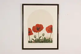 Oriental Poppy Vintage Original Etching, Whiteman 33.5" #54504