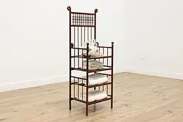 Victorian Antique Stick & Ball Oak Bath Kitchen or Hall Rack #54594