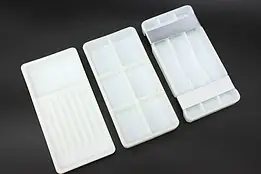 Set of 3 Antique Milk Glass Dental Artist Trays, Two Rivers #53466
