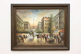 Evening in Paris Vintage Original Oil Painting 58.5" #55031