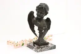 Amor Cupid Antique Bronze Sculpture on Marble Besserdich #54785