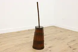 Farmhouse Antique Wooden Barrel Kitchen Pantry Butter Churn #55145