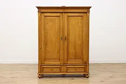Farmhouse Austrian Antique Pine Armoire Wardrobe or Closet #55105