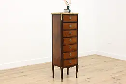 French Antique Marble Top 7 Drawer Lingerie Jewelry Chest #55134