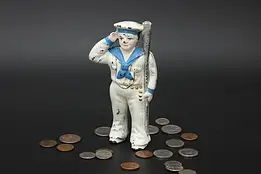 Cast Iron Antique Painted Sailor Sculpture Coin Bank #55225