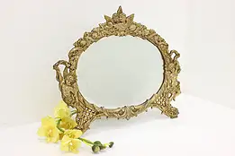 Victorian Antique Tabletop or Wall Mirror, Cherubs #54700