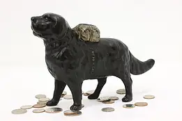 Farmhouse Antique Cast Iron St. Bernard Dog Coin Bank #55220
