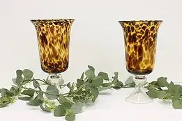 Pair of Blown Glass Vintage Tortoiseshell Decorative Vases #55186