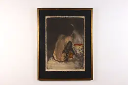 Smokey Woman Vintage Original Pastel Painting, Signed 38" #55371