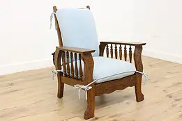 Victorian Antique Carved Oak Morris Recliner Chair, Cushions #55211