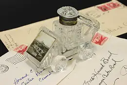 Czech Antique Glass Car Inkwell Prague Castle #55323