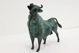 Stock Market Patinated Bronze Vintage Bull Sculpture Jauquet #55360