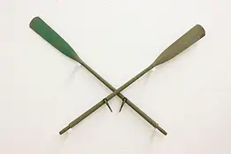 Pair of Farmhouse Vintage Green Painted Boat Oars #55523