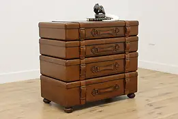 Lexington Leather Suitcase Stacked Luggage Chest Dresser #55509