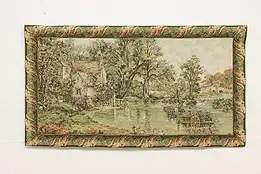 Woven Vintage Countryside Cottage Scene Wall Tapestry 43" #55311