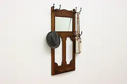 Craftsman Antique Mission Oak Coat & Hat Wall Rack, Mirror #55305