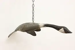 Farmhouse Antique Carved Pine Hanging Canada Goose Sculpture #55422